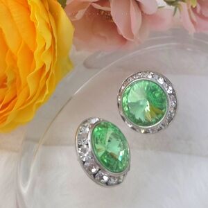 Elegant Green Crystal Stud Earrings.